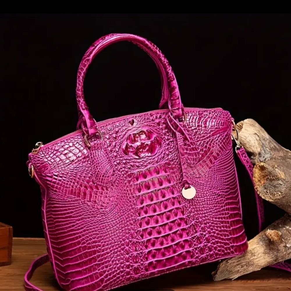 HOT PINK CROC SATCHEL - Picture 2 of 8